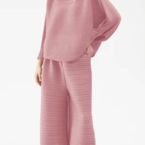 Pleated Cowl-neck Co-ord set Dusty Rose