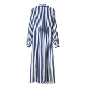 Front Pleated Striped Blue Dress - Image 2