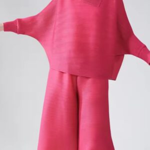Pleated Cowl-neck Co-ord set Magenta