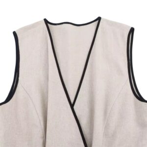 Solid Dress With Contrast Trim - Image 3