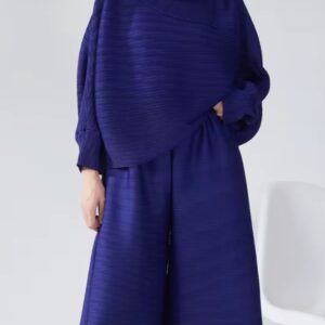 Pleated Cowl-neck Co-ord set Royal Blue