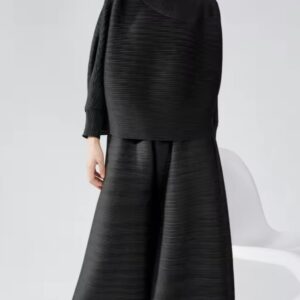 Pleated Cowl-neck Co-ord set Black