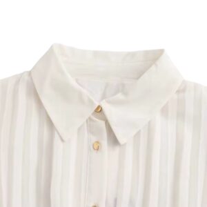 White Pleated Dress With Belt - Image 3
