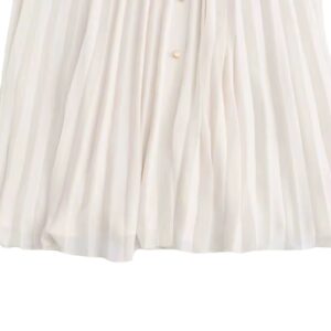 White Pleated Dress With Belt - Image 4