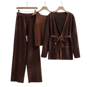 3pc Knitwear Set Espresso Brown