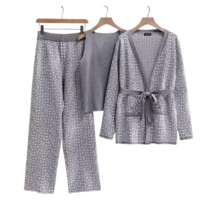 3pc Knitwear Set Slate Gray
