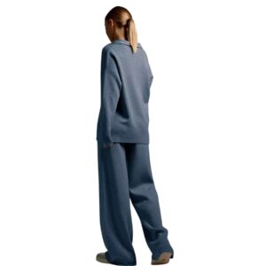 Solid Knit Co ord Set Off Slate Blue - Image 3