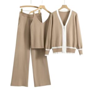 3pc Solid Knitwear Beige