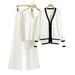 3pc Solid Knitwear white