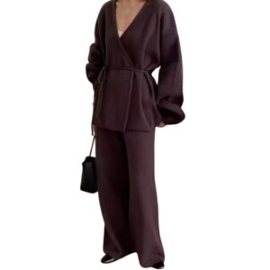 Cashmere Knit wrap and Pants (one size) Dark Taupe