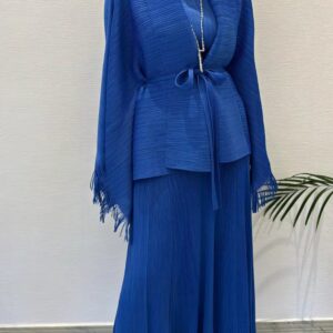 Pleated 2pc Kimono Dark Blue