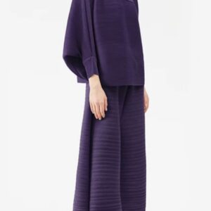 Pleated Cowl-neck Co-ord set Deep Purple