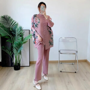 Pleated floral co-ord set pink - Image 3