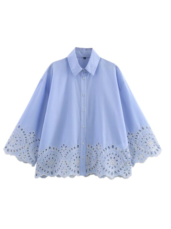Sky blue Eyelet Blouse